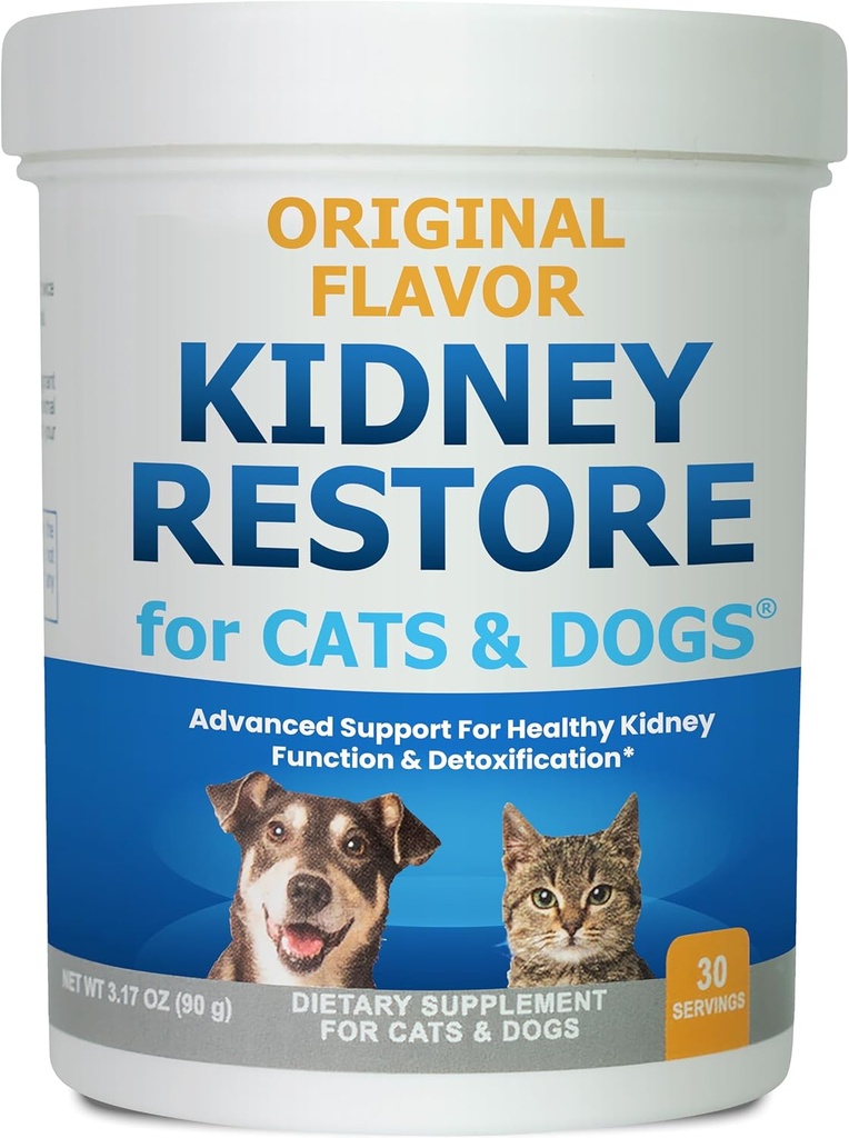 Nyregendannelse for katte & hunde Original Feline & Canine Nyrerensning Detox & reparation supplement, Nyrefunktion Naturlig kat & hund Nyrehjælp til Nyresundhed 90 Gr