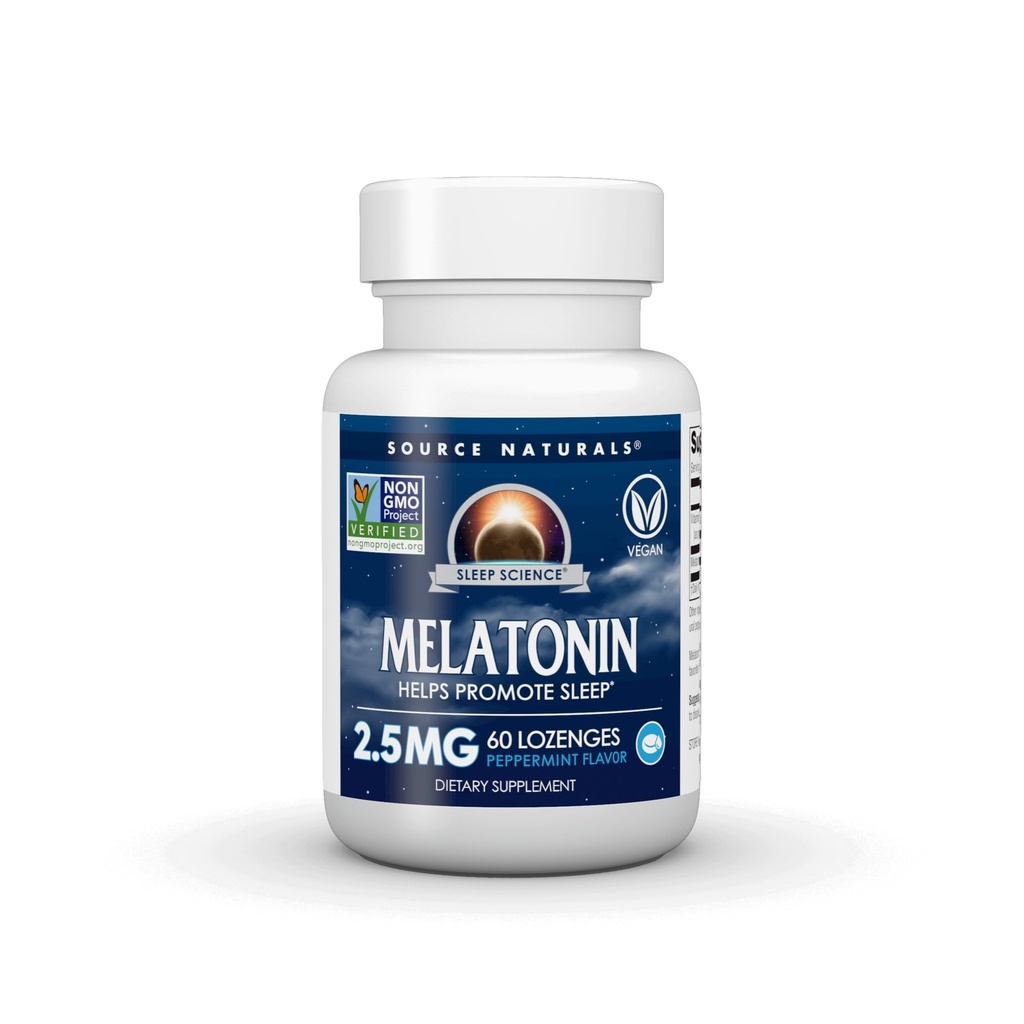 Source Naturals Melatonin, hjælper med at fremme søvn * 2, 5 mg - 60 pebermynte Flavored Lozenges