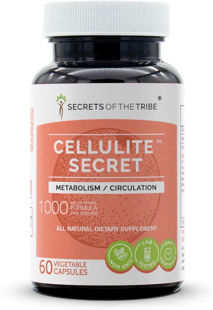 Cellulite Secret 60 kapsler, 1000 mg, Gotu Kola, Alfalfa, Rosemary, Mælkebøtte, Beet Root, Fenugreek Metabolisme / Circulation (60 kapsler)