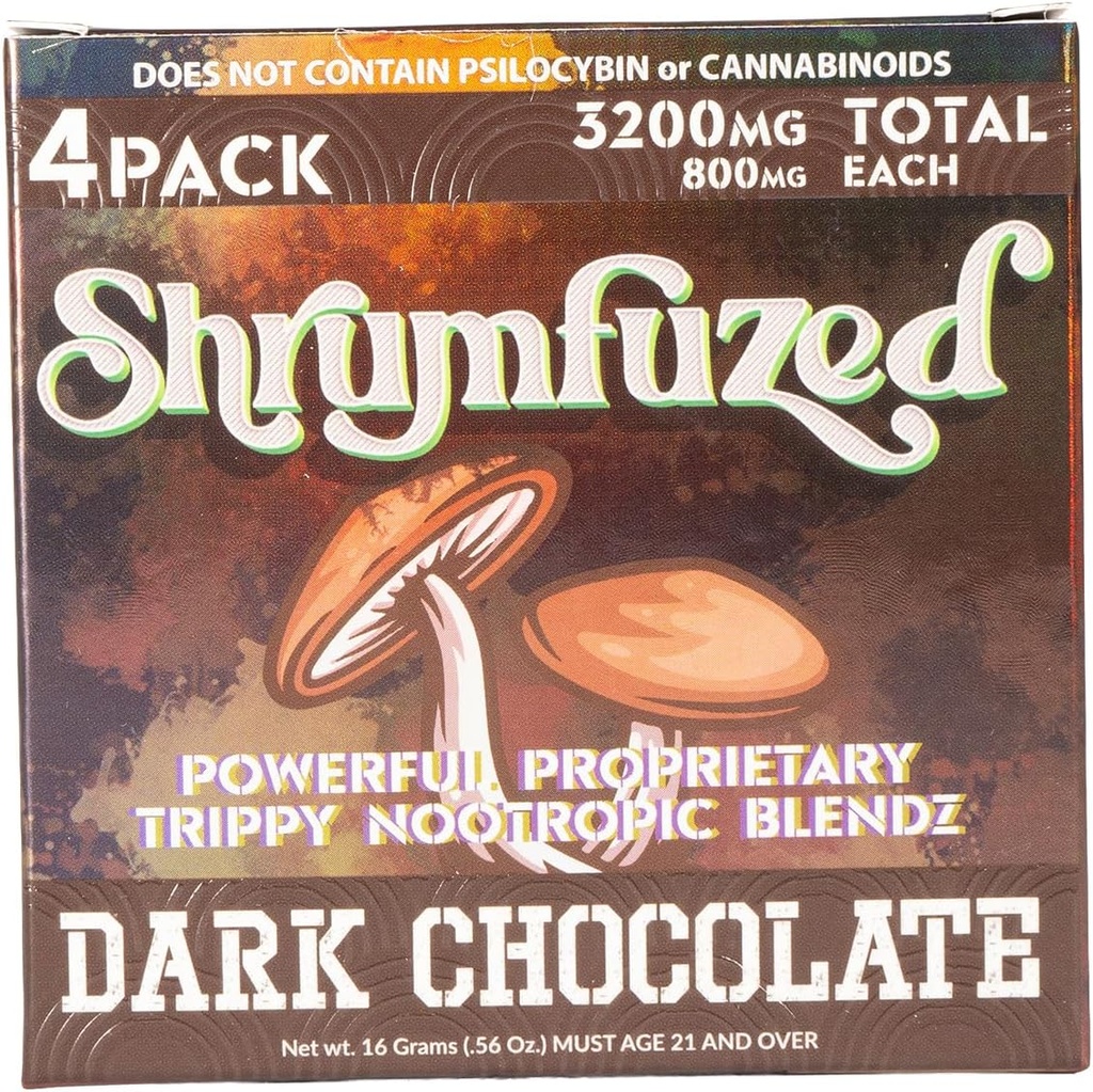 Proprietary Nootrope Gummy 3200mg - Lions Mane, Reishi, Chaga, og Cordycep Nootrope Tripee Mushroom Blend (4, mørk chokolade)