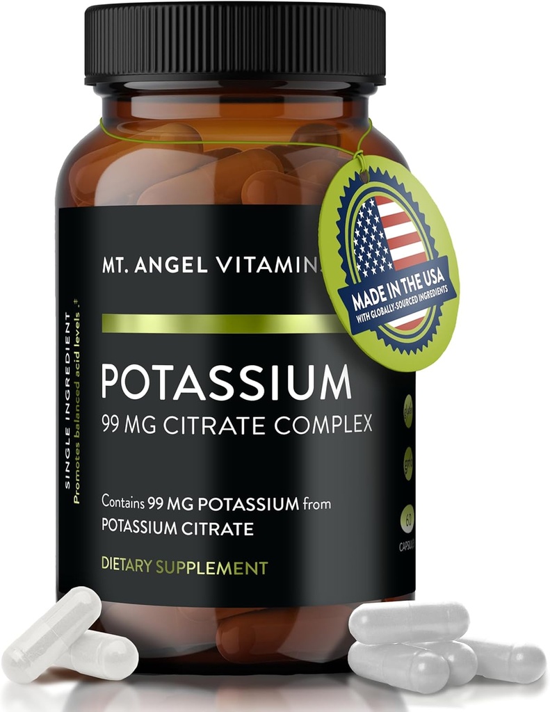 Mt. Angel Vitamins - Potassium Supplement, 99 MG Potassium Citrate Complex, 60 Capsules
