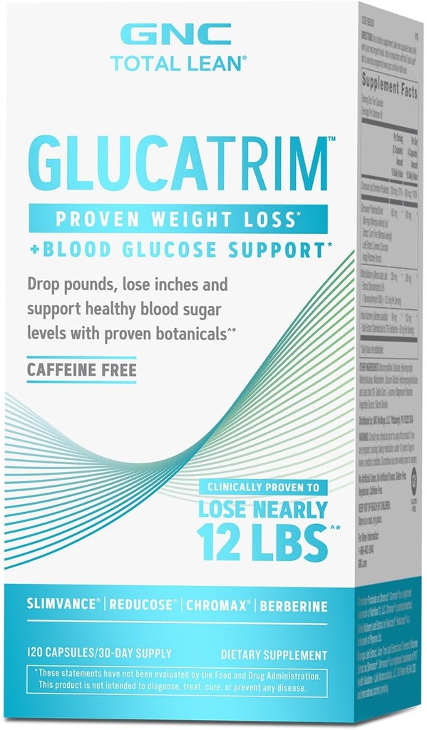 GNC Total Lean GlucaTrim, 120 Kapsler, Koffein Free, 60 Servere