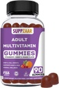 Vegetarisk Gummy Multivitamin for kvinder & mænd - Daglige mænd og kvinder Multivitamin med vitaminer: A C D E B6 B12, Biotin & Zink - Komplet vitamin formel - 90 Tæl