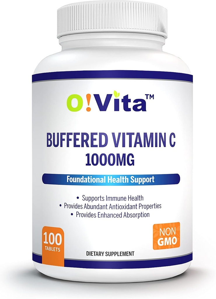 Buffered C-vitamin 1000mg til støtte for immunsundhed, 100 buffered ikke- GMO tabletter, 100- dages forsyning
