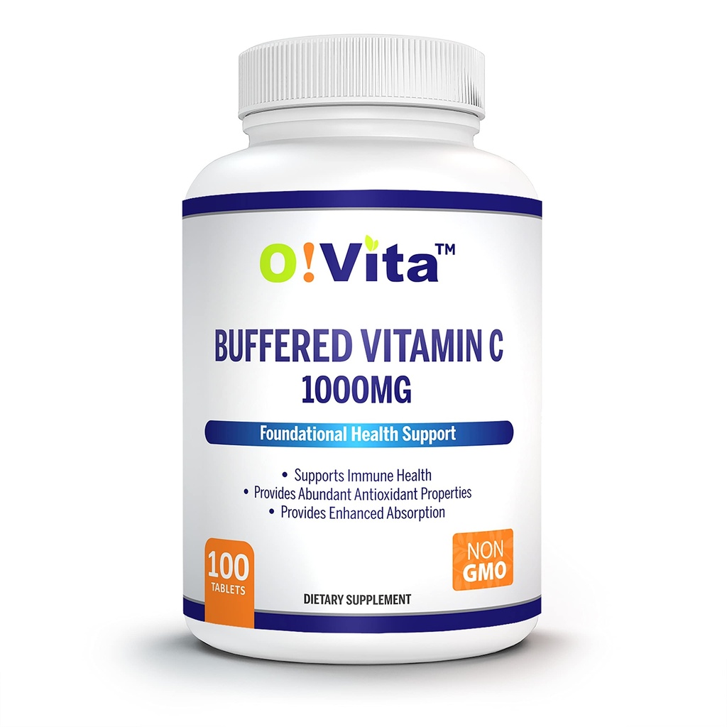 Buffered Vitamin C 1000mg for Support of Immune Health, 100 buffered Non-GMO Tablets, 100-day Supply