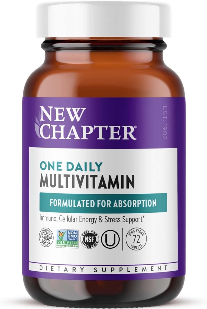 Nyt kapitel Et dagligt multivitamin til immunforsvar, energi & stress support, 20 + næringsstoffer gæret med probiotika & hele fødevarer, fremstillet med økologiske grøntsager - 72 ct