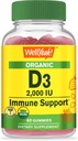 WellYe Organic Vitamin D3 2000 IE (50 mcg) Gummies - Understøtter Bone, Muscle Strength and Immunity - Non-GMO, Gluten Free - USDA Organic - Natural Flavors - 60 Gummies