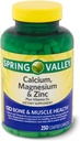 Spring Valley - Calcium Magnesium og zink, Plus D3- vitamin, 250 overtrukne kapsler