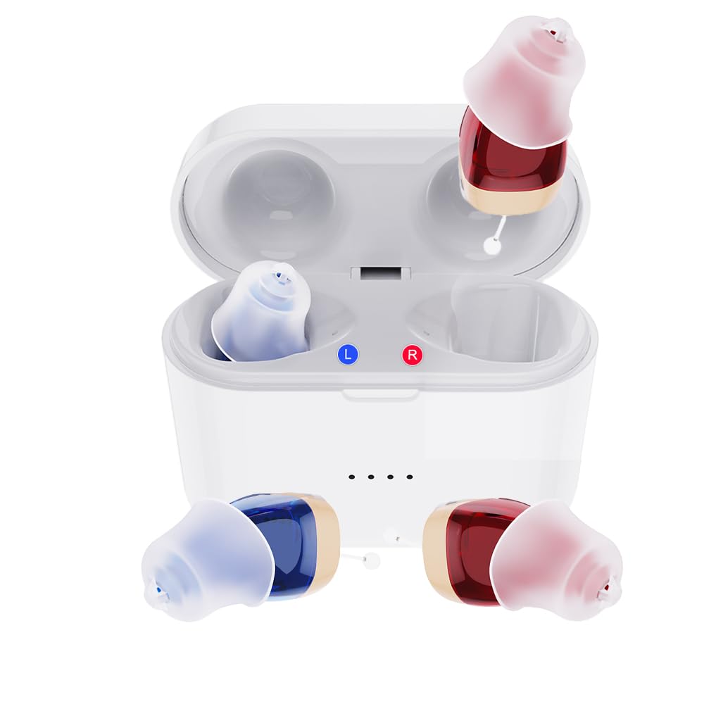 Høreapparater til seniorer, genopladeligt høreapparat 10 Channel Mini Høreapparat med støj Annullering Høreforstærkere til voksne med opladning sag