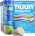 Nuun Hydration Electrolyte Tablets - Natrium, Kalium, Chlorid, Calcium, Magnesium, 1g & 0g Sugar Drink Mix 124; Vegan, Gluten Free, Non- GROMLE 124; Complete Pack, Mixed Flavors, 4 Pack (40 Total Servering)