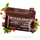 SGC Højeste koncentration 100mg koffein pr Gummy, 2 Gummies pr Pack, 6 -Pack Mocca Shots Sugar- Free Strawberry Plant- Based nootrop Instant Energy med Ginkgo biloba, Theobromin.