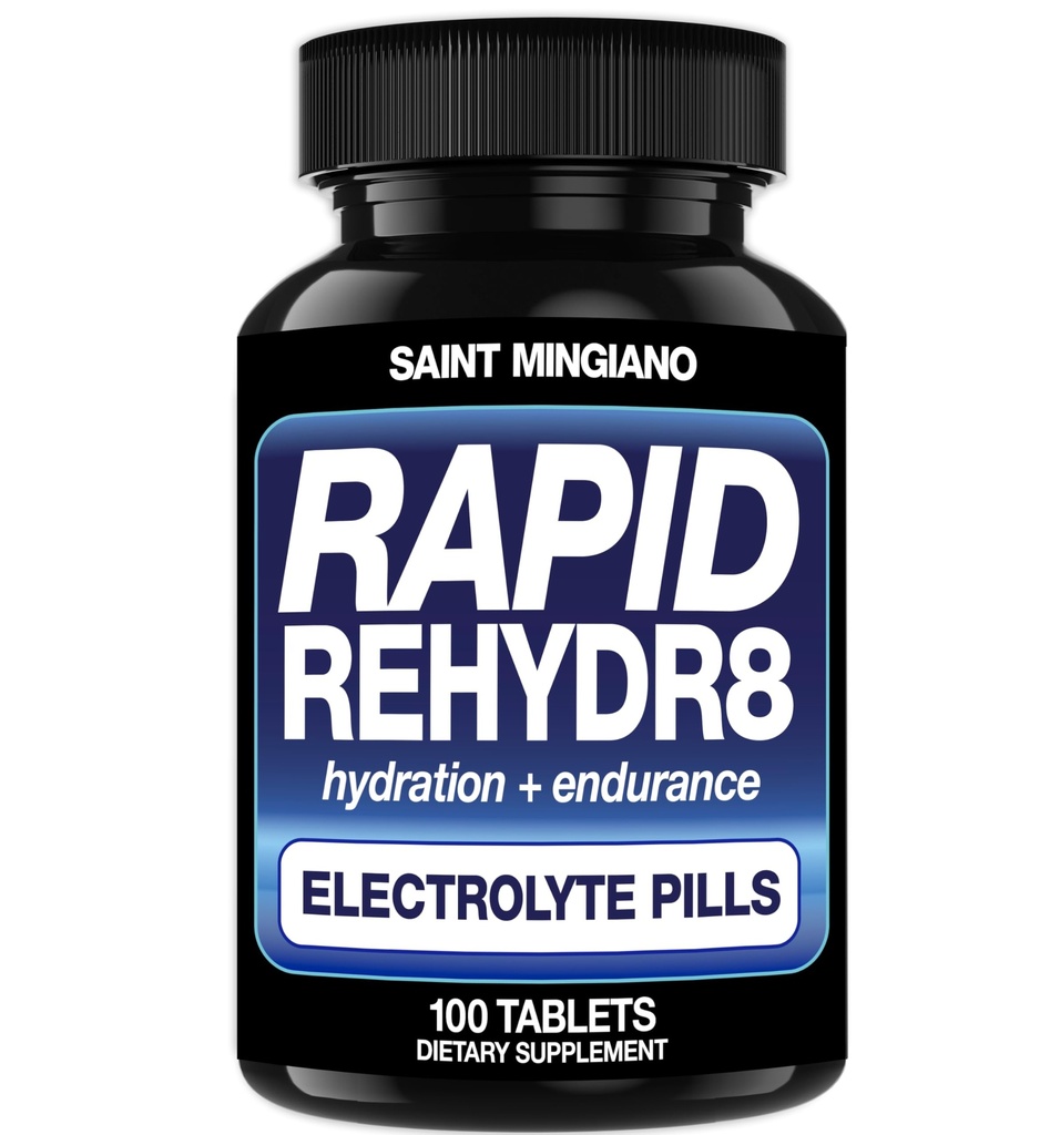 Hurtig Rehydr8 Electrolyte Tablets 100 Kapsler - Hydration Pills Hjælp til forebyggelse af krampe og støtte Muskel Udholdenhed og Inddrivelse - 100 Let at synke kapsler