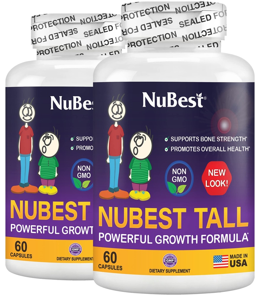 NuBest Tall; Support Bone Strength, Bone Health, Forbedret immunforsvar og hele kroppen Wellness med Calcium, Collagen, og urter til alderen 5 + & Teens Budding124; Pack 2 Budding124; 2 Months Supply