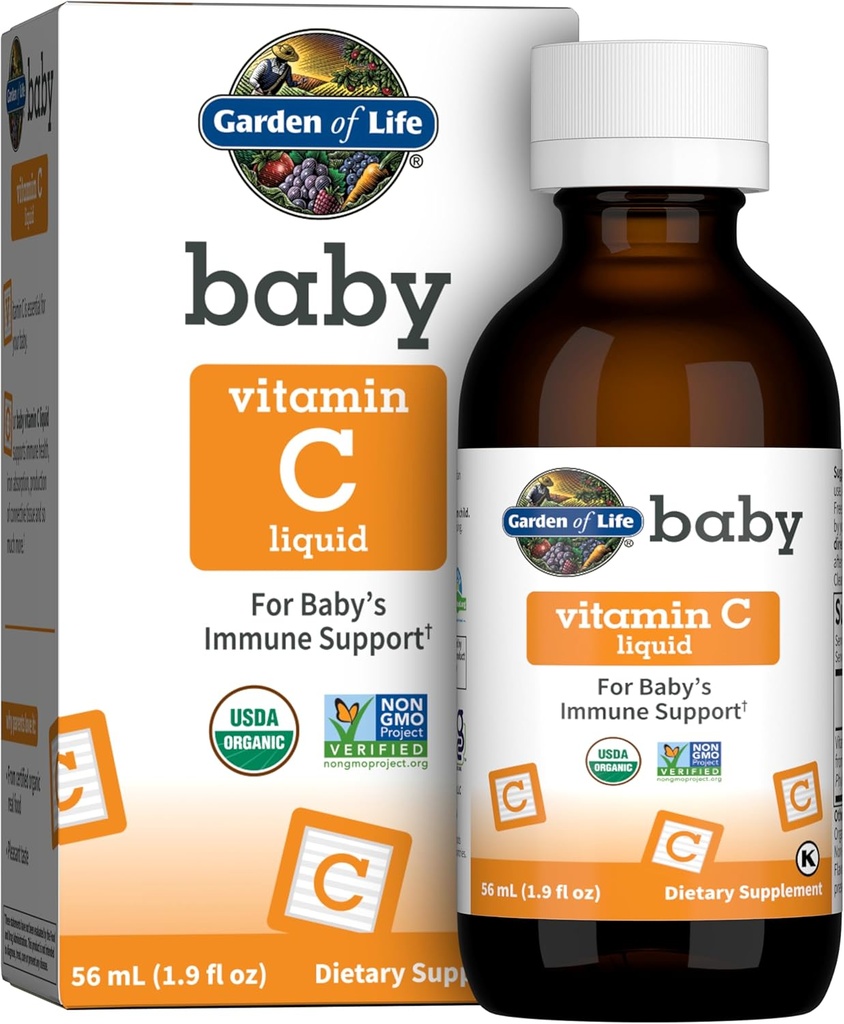 Have of Life Baby Vitamin C Dryps til Babyer og Toddlers, Organic Whole Food Liquid Vitamin C 45mg Immunsupport til Babyer fra Amla Frugt, Citrus Flavor, Vegan & Gluten Free, 56 ml (1.9 fl oz)