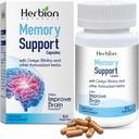 HERBION Naturals Memory Support Kapsler, Hjælper Forbedre hjernefunktion & Fravset Mindness, vedligeholder sunde Mood Niveauer med Ginkgo Biloba, for voksne, 60 Greve, pakke med 1