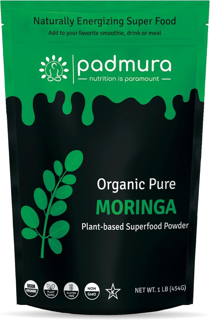 Organic Moringa Powder 16 OZ - 1 LB Note 124; Moringa Oleifera Leaf Powder Natural Superfood