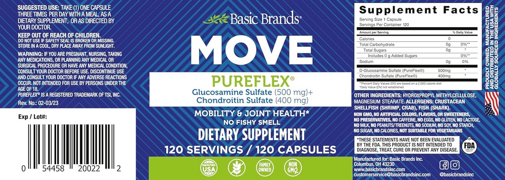 Basic Brands Glucosamine Chondroitin 120CT