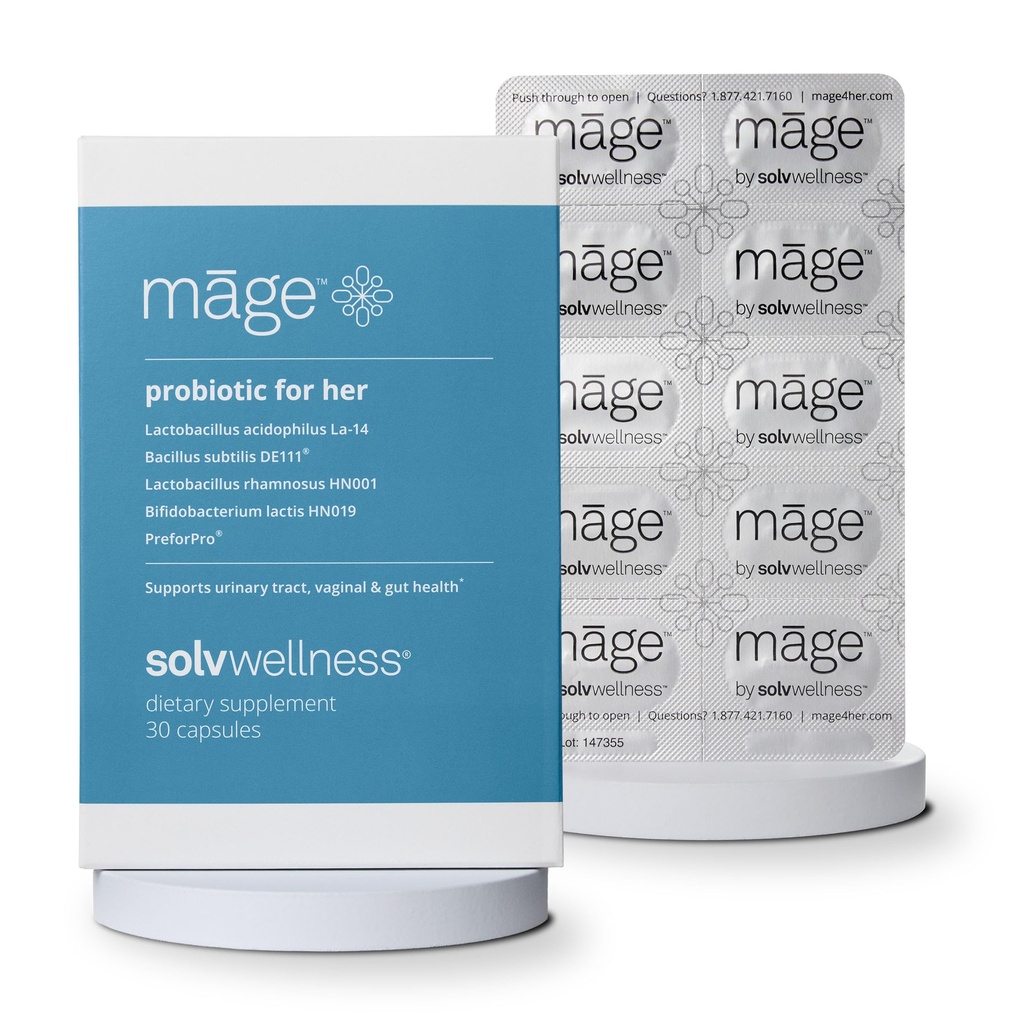 Māge af Solv Wellness Probiotic for Her, Daily Women 's Prebiotic og Probiotika Blend Nutritional Kosttilskud til fordøjelse, Vaginal PH Balance, Urinary Tract Health Support, 30 Kapsler