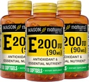 MASON NATURAL Vitamin E 90 mg (200 IE) - Antioxidant og essentiel ernæring, sundt immunsystem, hud og øjne, helkropstillæg, 100 Softgels (pakning med 3)