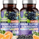 2 Pack N1N Premium 10 i 1 immunforsvar supplement [10 Potent Ingredienser] med Elderberry, C-vitamin, zink, Echinacea, gurkemeje Curcumin, hvidløg og probiotika til voksne, 120 Veg Caps