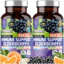 2 Pack N1N Premium 10 i 1 immunforsvar supplement [10 Potent Ingredienser] med Elderberry, C-vitamin, zink, Echinacea, gurkemeje Curcumin, hvidløg og probiotika til voksne, 120 Veg Caps