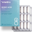 VWELL Boric Acid Vaginal supppositorier - vedligeholder og Balancer sund vaginal pH & Microbiome til at administrere odor Itch Burning Irritation Intimacy - Læger anbefales (One Size, 30, Greve)