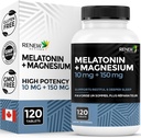 NYE AKTIVITETER Melatonin 10MG med Magnesium 150MG dvalehjælp per servering - understøtter dvalepåsæt, Jet Lag Relief, Tissue Danning & Electrolyte Balance for Restaured Sleep - Made in Canada - 120 Kapsler