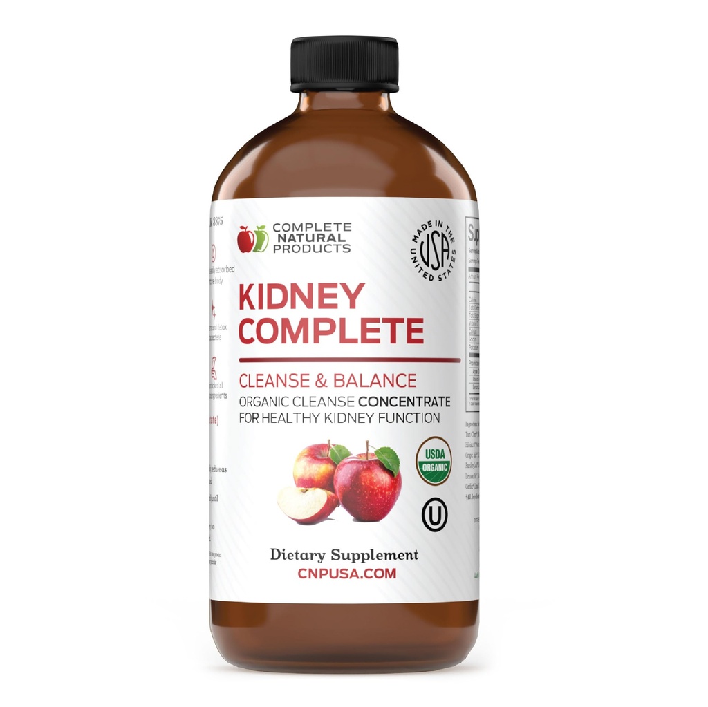 Komplet Natural Products Nyre Complete - 16oz flydende kost supplement til Nyre Support, Rense, og Detox med Apple Cider Vinciale, Lemon, & Organic Chanca Piedra.