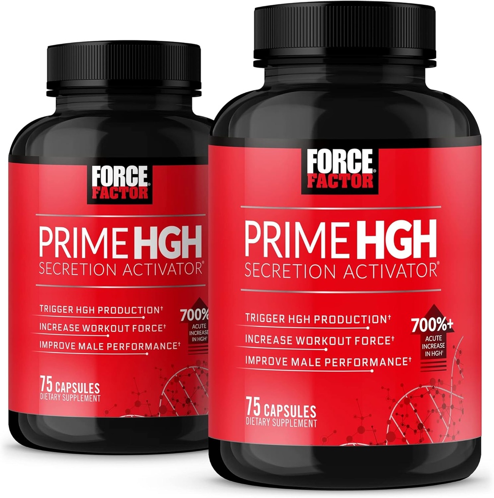 Kraftfaktor Prime HGH Secretion Activator, 2- Pack, HGH supplement til mænd med alphastørrelse til at hjælpe Trigger HGH produktion, øge træningskraft, & forbedre ydeevne, 150 kapsler