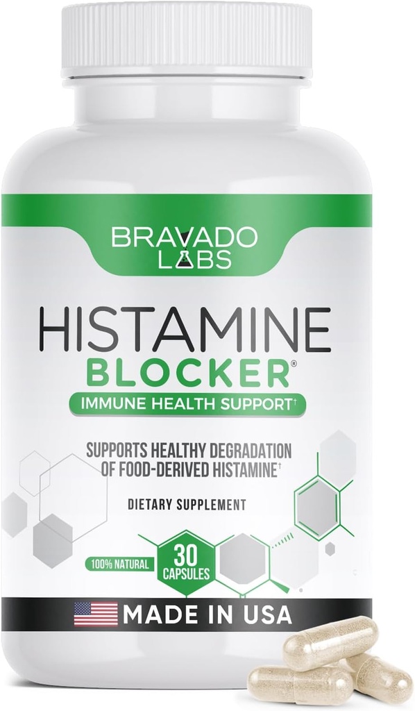 DAO Enzyme Kosttilskud Histamine Blocker - Naturlig fordøjelseshjælp med C-vitamin - Histamine Digest Relief i én kapsel - DAO Kosttilskud nyde mad igen - Made in USA - 30 caps.