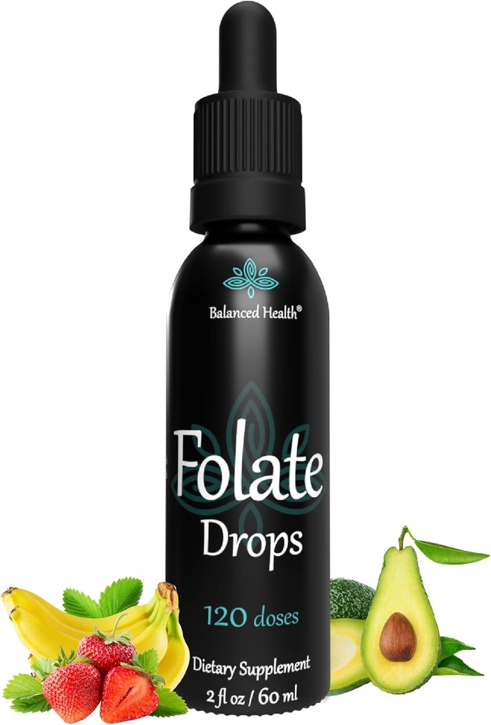 Folate Drops - 120 Servere, 2oz, Butterscotch Flavor, 500mcg L-5- MTHF Folinsyre supplement