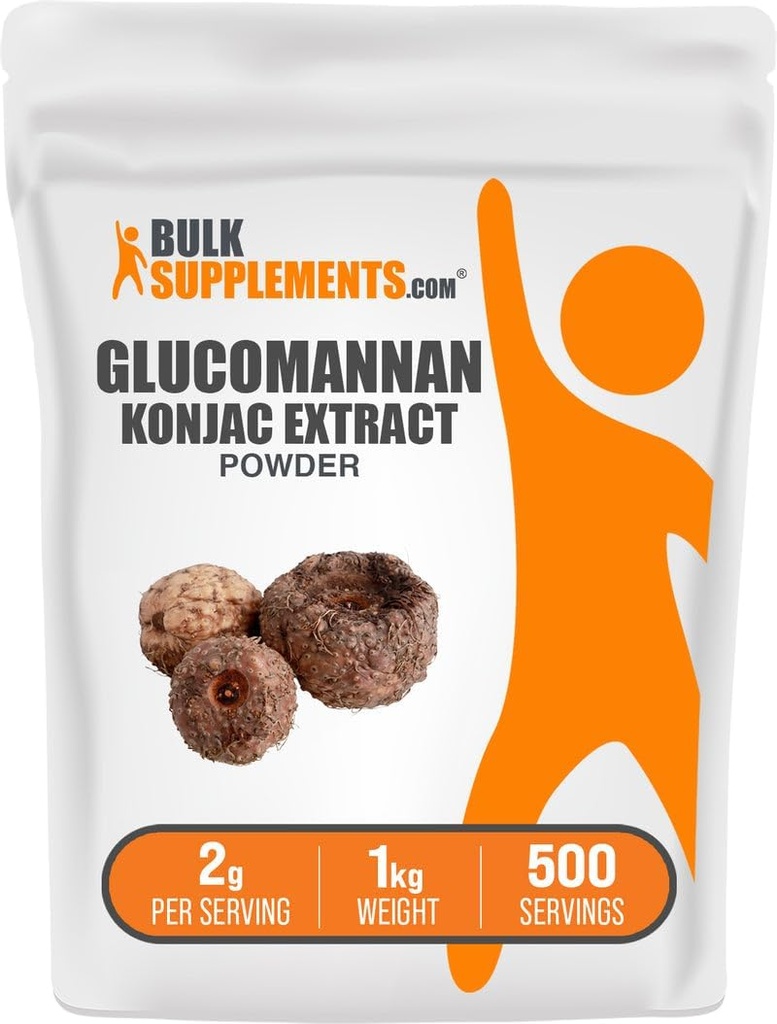 Bulkadditions.com Glucomannan Powder - fra Konjac Root Extract Powder, Glucomannan Kosttilskud - Gluten Free, 2g per Serving, 1kg (2,2 lbs) (Pack of 1)