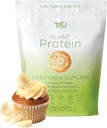 TRU Plant Based Protein Powder, BCAA, EAA, 20g Vegan Brown Rice & Pea Protein, 100 kalorier, 27 Vitamin, Ingen kunstige Artiskokker 25 Servere (Peanut Butter Banana Cupcake)