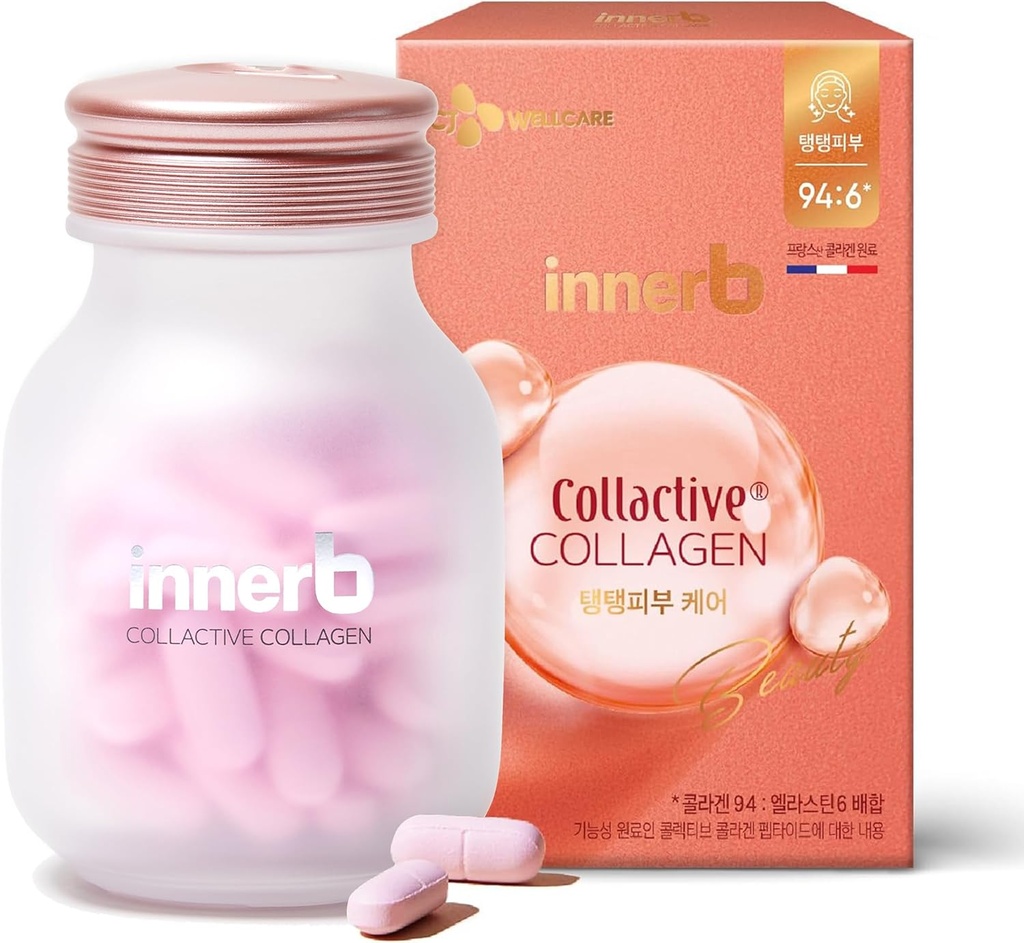 CJwellcare Innerb Glow Capsule Collagen (28 Servere, 4 uger) - Firm Skin Elasticitet, Premium Koreansk hudpleje supplement. Elastin, C-vitamin