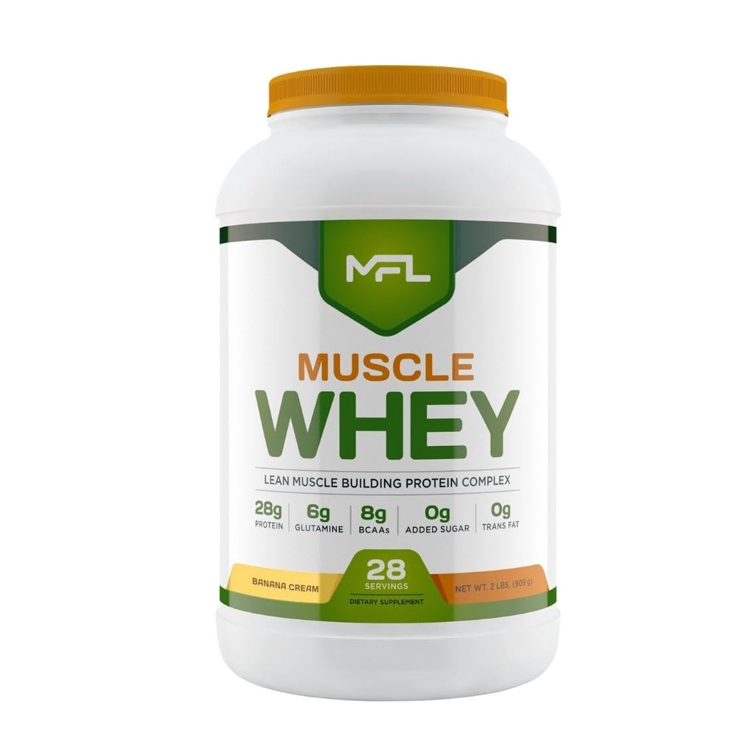 MFL Muscle Whey Protein l 28g Protein l 8g BCAAs l Keto Friendly l Low Carbs l 2 lbs (Vanilla Bean)
