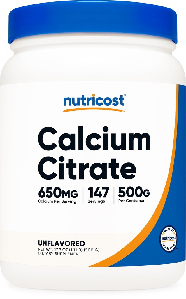 Nutricost Calcium Citrate Powder (500 Bedste) (Unflavored) - Pure Calcium Citrate, Ingen Fillers, Gluten Free (1.1lbs)