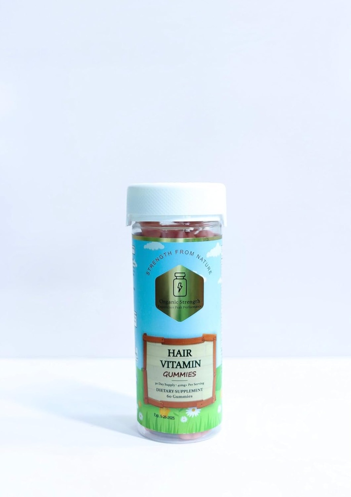 Hår Vitamin Gummies: 5000 mg Biotin, VIT A 630 mcg, Folate 400 + mcg (60 Greve)