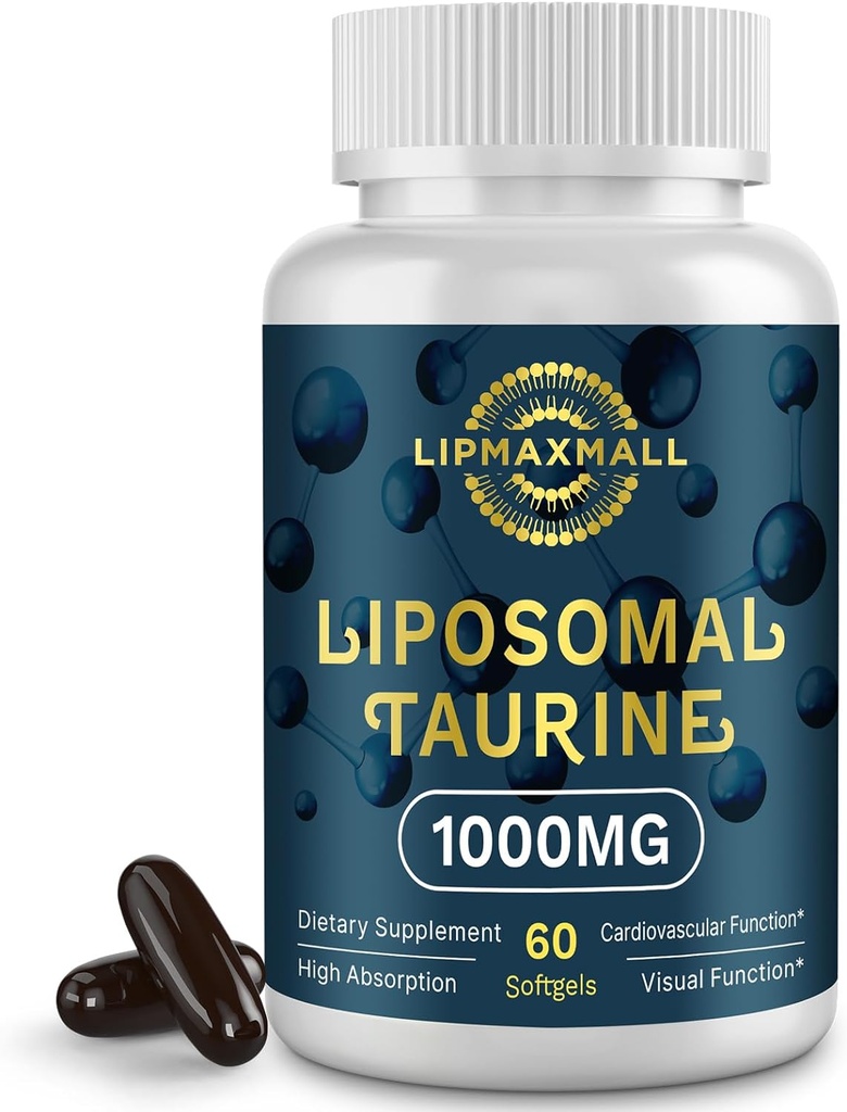 Liposomal Taurine Supplement 1000mg, High Absorption Amino Acid for Heart, Nerve, Brain, Visual (60 Softgels - 1 Pack)