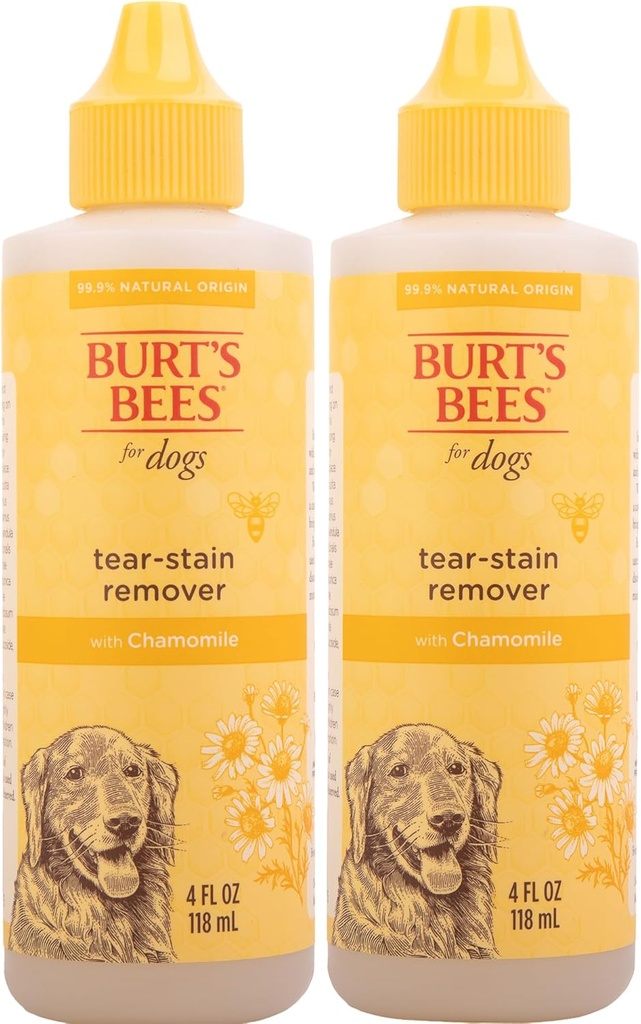 Burt 's Bees for Kæledyr Tear Stain Remover for hunde med kamille - Puppy & Hund Tear Stain Remover - Cruelty Free, Formuleret uden sulfater og parabener, pH Balanceret for hunde, 4 Ounces - 2 Pack