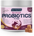 Probiotika til hunde - Hundeprobiotika til fordøjelsessygdomme, Prebiotika, fordøjelsesenzymer til hunde med græskar, Omega-3, Support Gut, Immun, Diarré, 120 bløde tygger