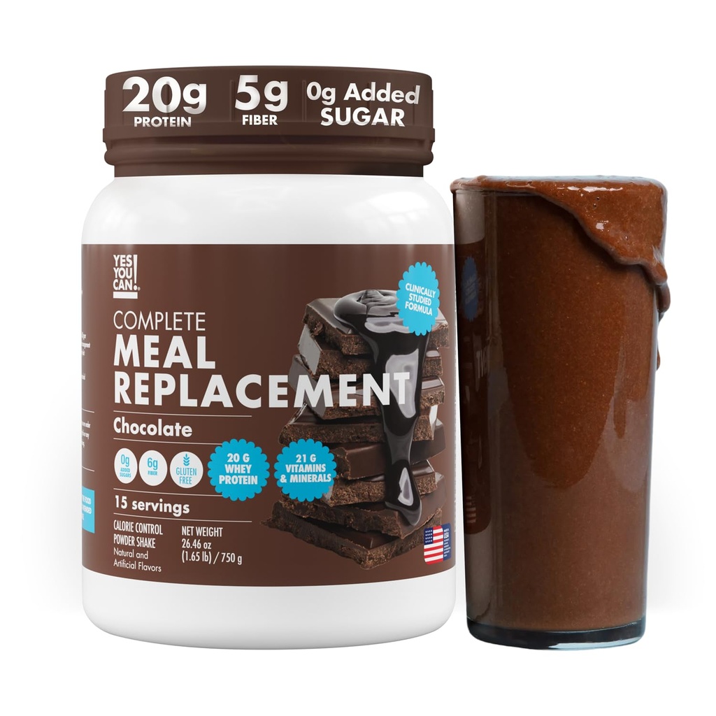 Ja, du kan! Måltidserstatning Ryst - 20G Protein, 5G Fiber, 21 Vitamin & Min, 0G Tilsat sukker - Måltidserstatning Protein Pulver - Komplet All- in- One Nutrition - 15 Servere (chokolade)