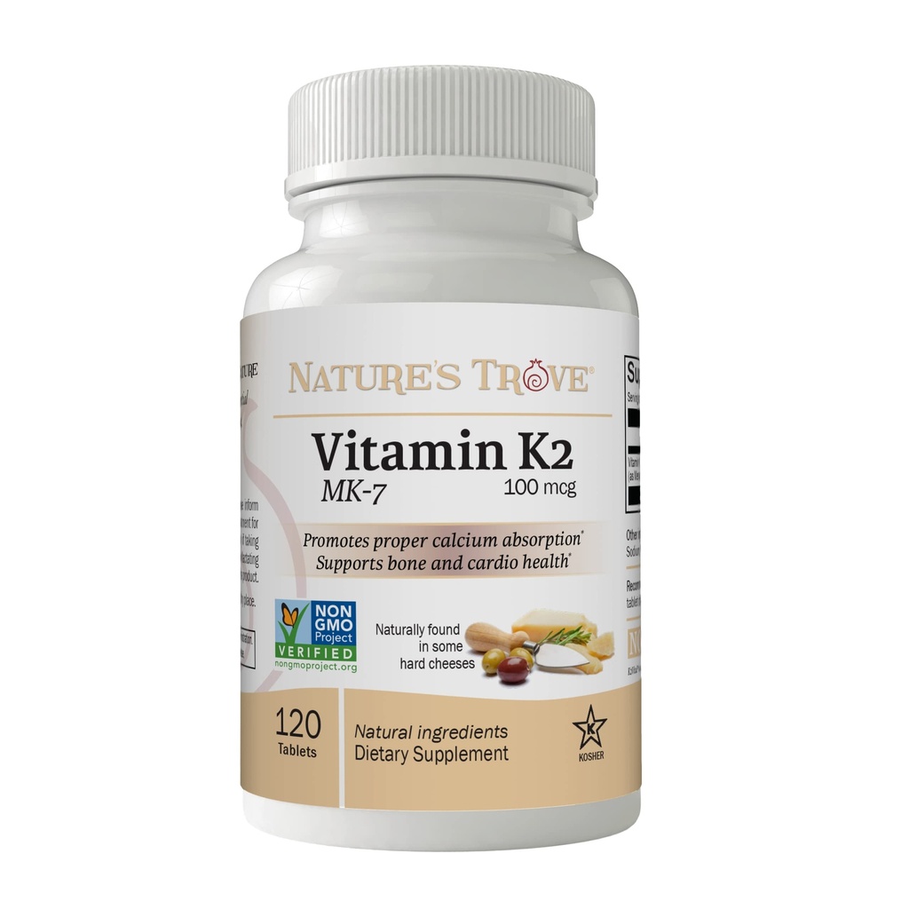 Naturens Trove Vitamin K2 MK7 Supplement, 100mcg, 120 Greve, Vegan