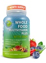 Vegansk hel mad Daglig Multivitamin med jern, Methyleret Multivitamin for kvinder og mænd, Lavet med frugter & grøntsager, B- kompleks, Probiotika, enzymer, CoQ10, Omegas, gurkemeje, non-GMO, 90 Greve