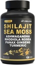 Shilajit kapsler til mænd - 50% Fulvic Acid, 85 + Trace Minerals Pure Himalayan, Shilajit Resin Extract med Sea Moss, Ashwagandha- for Energy, Stamina -120 Kapsler