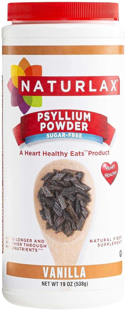 Sugar- Free Psyllium Husk Fiber Powder, Vanilla Flavored 19 oz