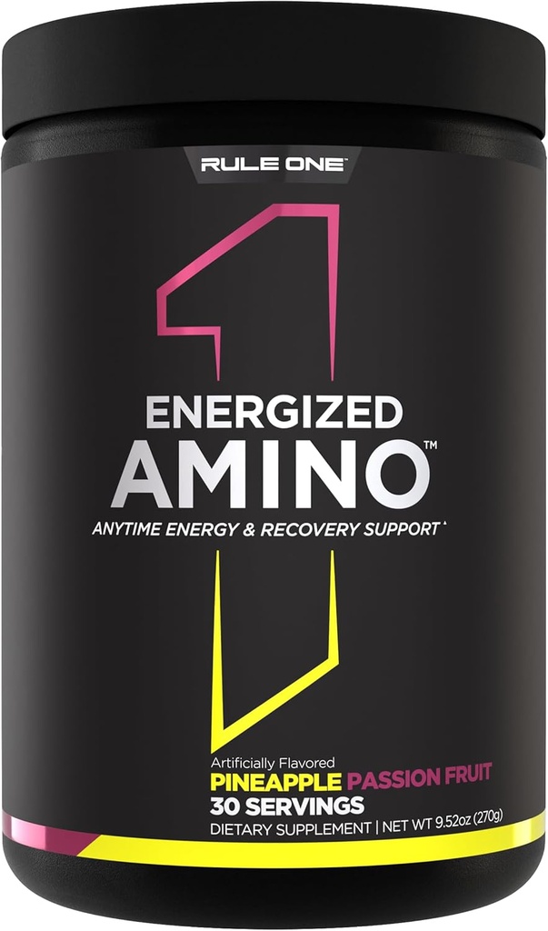 Regel 1 Energiseret Amino - Anytime Energi og inddrivelse Støtte med BCAA, Glutamin, Citrullin, Beta Alanine, og koffein fra grøn kaffe & Tea Leaf Ekstrakter (30 Servere, Ananas Passionfrugt)