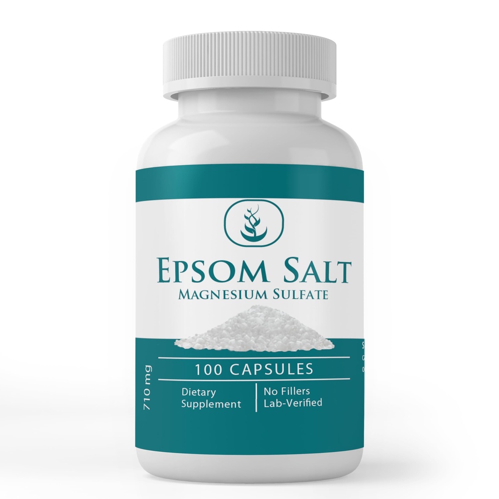 Pure Original Ingredienser Epsom Salt, (100 kapsler) Altid Pure, Ingen tilsætningsstoffer eller Fillers, Lab Verified