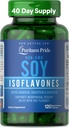 Puritans Pride Non- GMO Soy Isoflavones 750mg, Kosttilskud med Aktiv Daidzein, Genistein, og Glycitein understøtter menopause og Hot Flashes, 120 Rapid Release kapsler