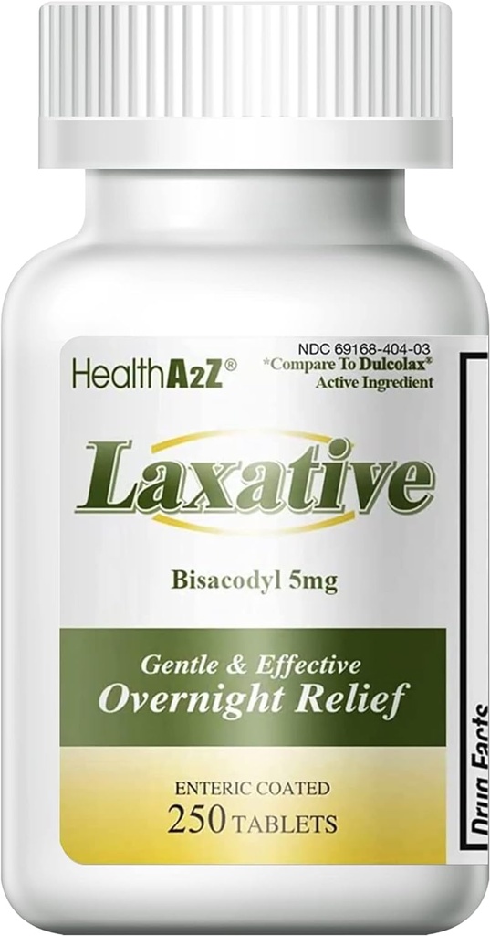 HealthA2Z Laxative Bisacodyl 5mg ttesmå 124; 250 Counts ttesmå 124; Let og hurtig overnatning Relief for obstipation