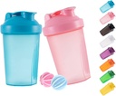Shaker Flaske Protein Shakes og 16- Ounce / 400ML Shaker- Flaske med Whiske Bolde, Non- BPA plast (Blue + Pink (2PCS))